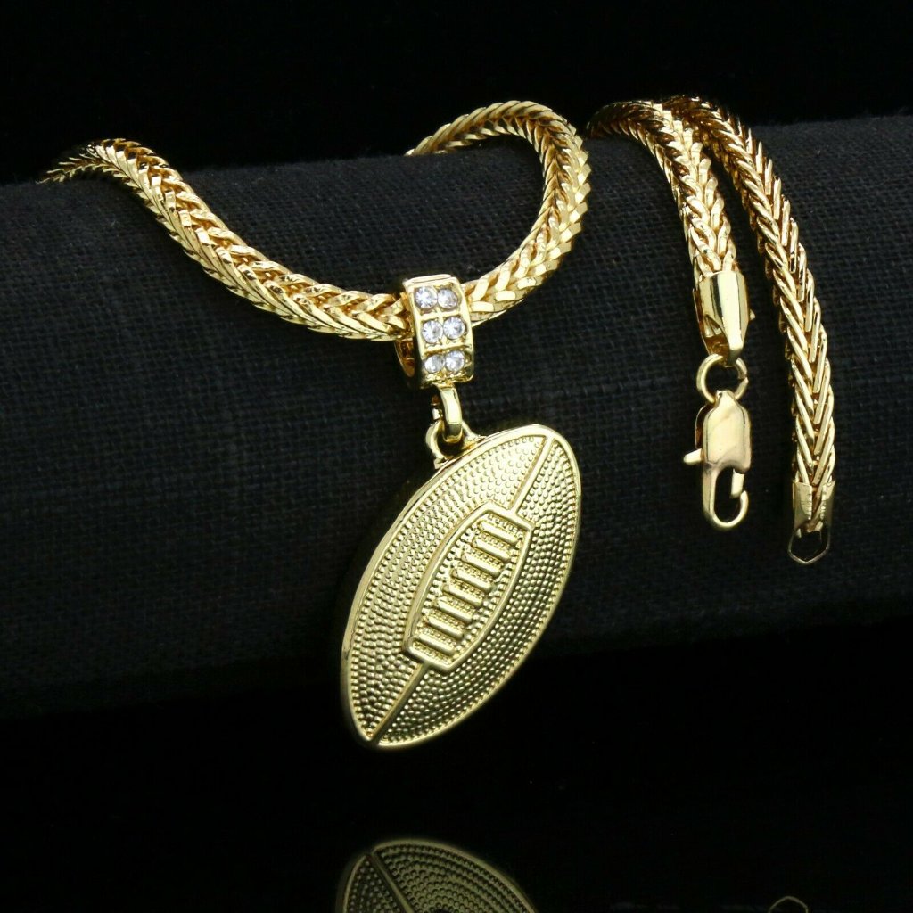 14k Gold Football 20" Franco Chain + Pendant